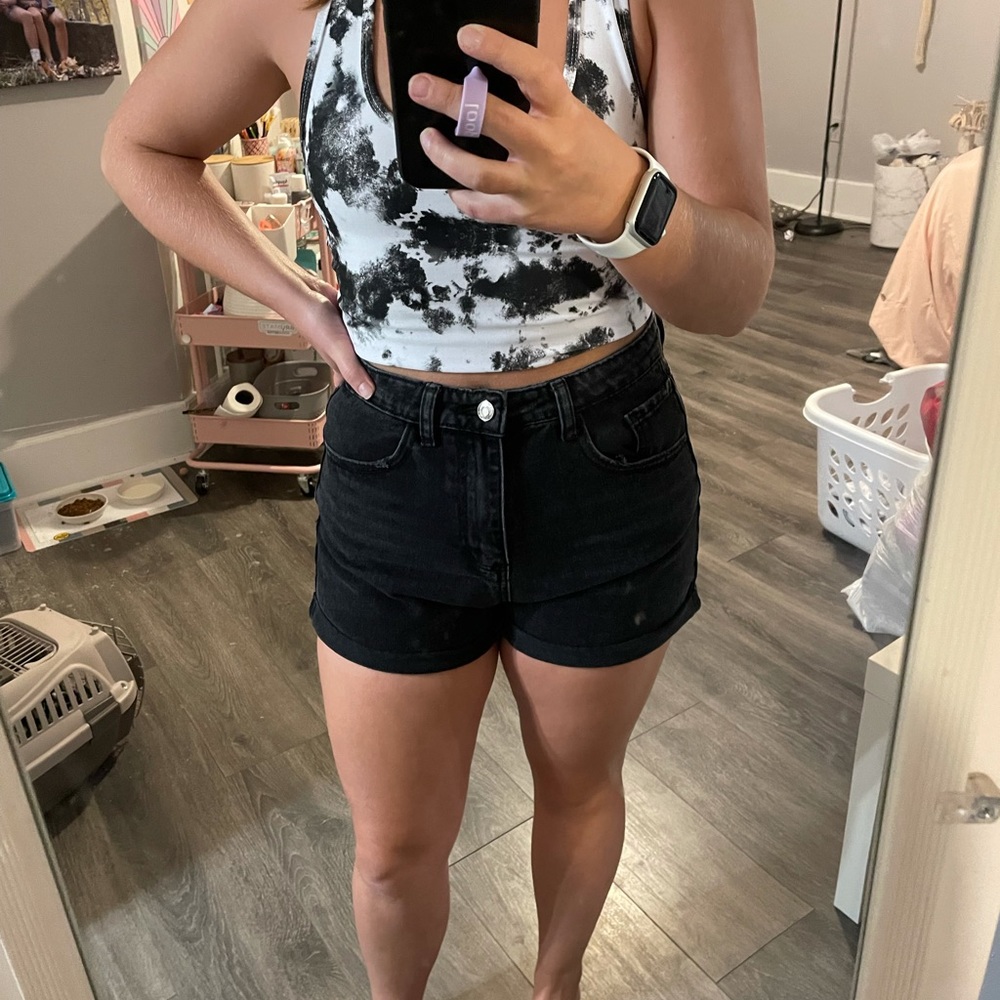 Shein black jean shorts